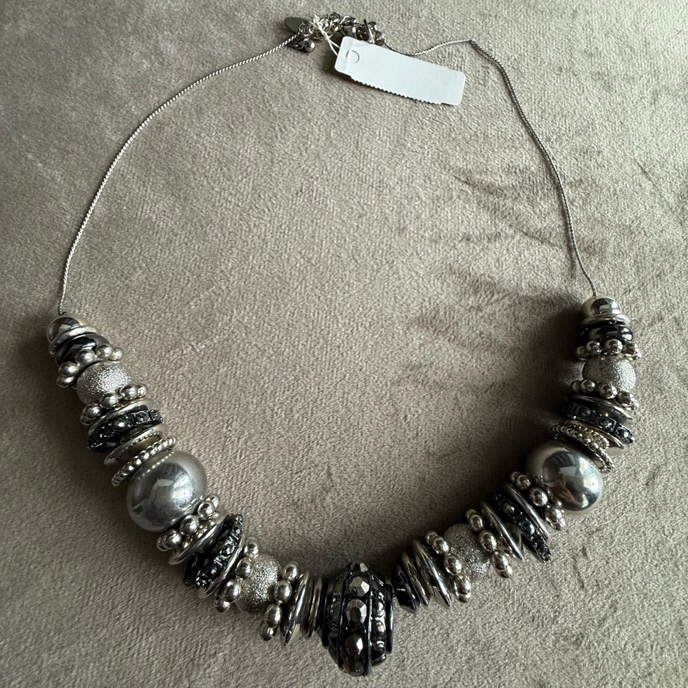 New York & Company Silver-Tone Beaded Statement Necklace